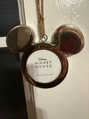 NWT POTTERY BARN MICKEY MOUSE EARS SILVER FRAME ORNAMENT WITH ROPE STRING 😍